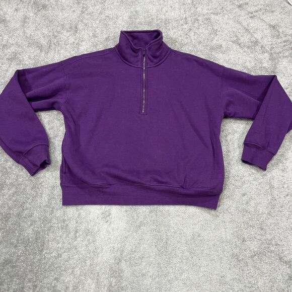Fabletics Women’s 1/4 Zip Sweatshirt Pullover Size Large Purple Athleisure - Picture 1 of 12